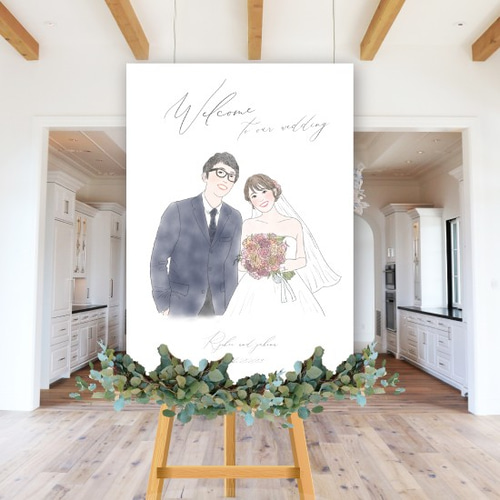 ふんわり系似顔絵 ウェルカムボード 結婚式 オーダーメイド