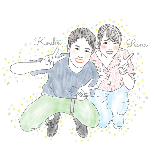 ふんわり系似顔絵 ウェルカムボード 結婚式 オーダーメイド ふんわり系似顔絵 ウェルカムボード 結婚式 オーダーメイド