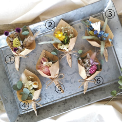 結婚式 ミニブーケ ミニ花束 席札に ドライ＆プリザーブドフラワー ウェディング bouquet001 6枚目の画像