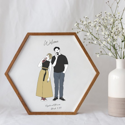 似顔絵オーダー ウェルカムボード 結婚祝い ウェルカムスペース