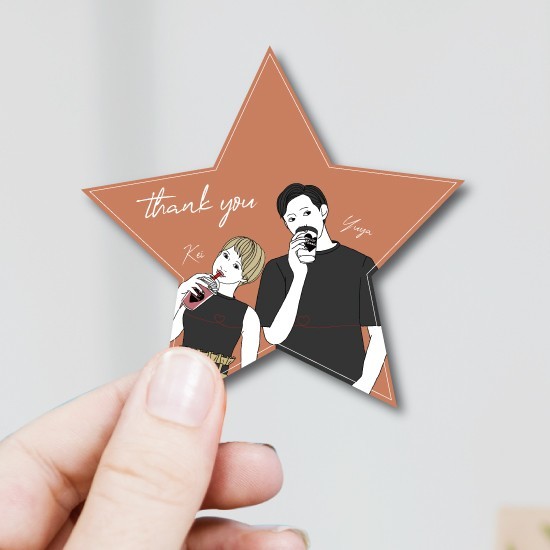 ガーリーでモードおしゃれな似顔絵　ウェルカムボード　結婚式　オーダーメイド　nigaoe002