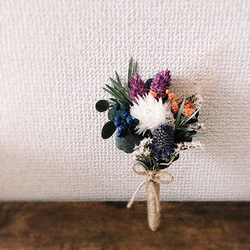 ブートニア 結婚式　アンティーク調  両親贈呈 ドライ＆プリザーブドフラワー ピン付き Boutonniere001_R 7枚目の画像