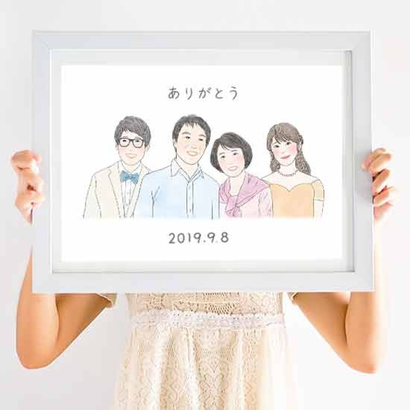 ＜両親贈呈＞上半身　シンプル　ふんわり系似顔絵　ウェルカムボード　結婚式　オーダーメイド　nigaoe013 2枚目の画像