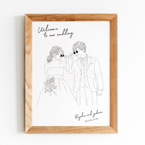 モノクロ シンプル系似顔絵 ウェルカムボード 結婚式 オーダー モノクロ シンプル系似顔絵 ウェルカムボード 結婚式 オーダー