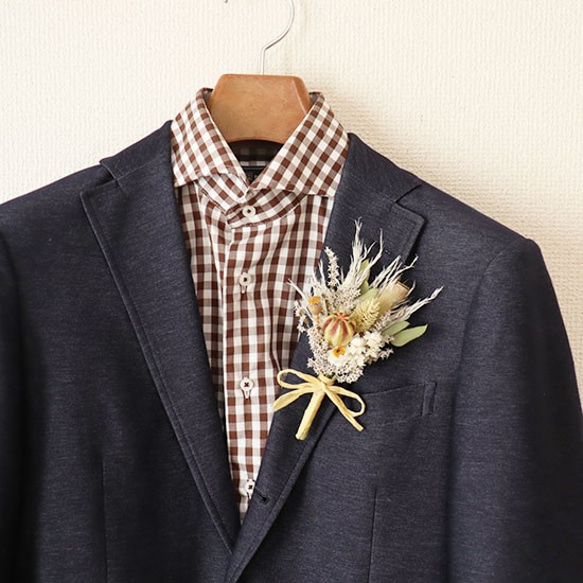 ブートニア お父様にも ドライ＆プリザーブドフラワー ピン付き Boutonniere002_Ｓ 2枚目の画像