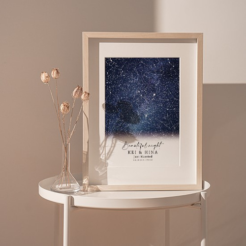 星空ポスター白（結婚祝い・記念日の贈り物に） あの日の星空再現 特別な日の星空 スターマップ