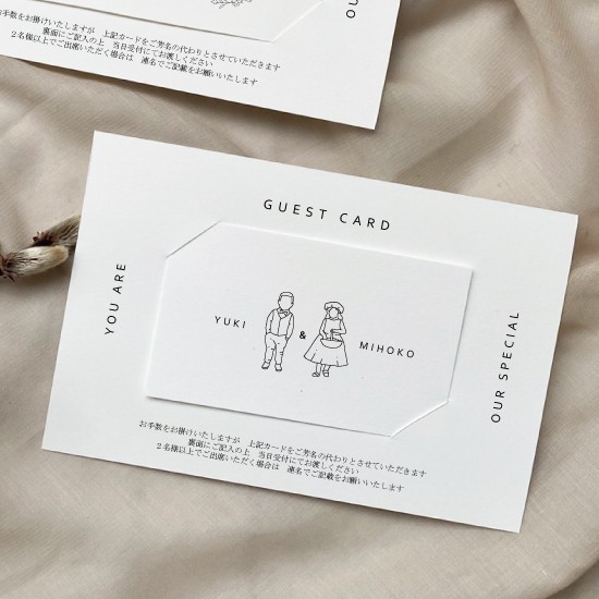 ゲストカード 結婚式 シンプル モノクロ ミニマルデザイン名刺サイズ