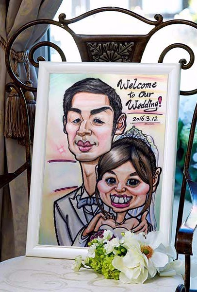 人気の似顔絵ウェルカムボード(B4サイズフレーム付き)