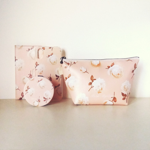 予約】コンパクトミラー Mary Rose ブロッサムピンク＆アイボリー 花