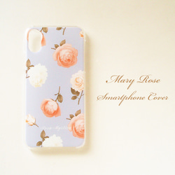 受注制作 iPhoneカバー Mary Rose ブルー 青 ハードケース ソフトケース 花 バラ 1枚目の画像