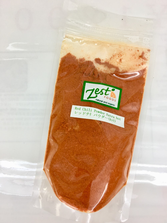 レッドチリパウダー（ホット）Red Chili Powder extra hot 1袋 100g　zest-foods 1枚目の画像