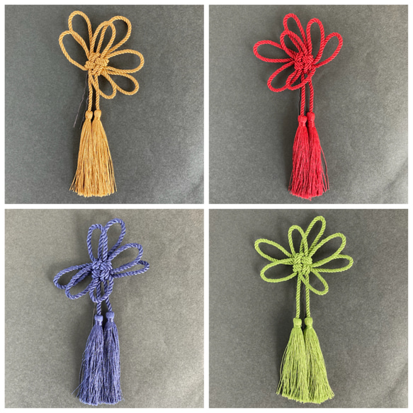 全5色 髪飾り ヘアピン タッセル付きロープ 菊結び 9枚目の画像