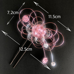 髪飾り 水引no.36 フラワー 梅 蝶々 シャイニーピンクとシルバー 梅玉結び 3枚目の画像