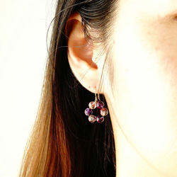 K18 超級七花 花朵狀耳環或耳環 天然石材 美麗紫色 第5張的照片