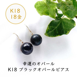 K18 高品質黑蛋白石天然石大耳環或耳環 第3張的照片