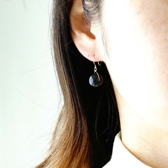 K18 高品質黑蛋白石天然石大耳環或耳環 第5張的照片