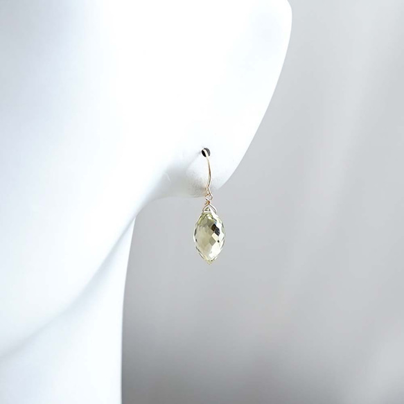 K18檸檬石英精湛吊燈切割大耳環或耳環天然石耳環清爽檸檬色 第4張的照片
