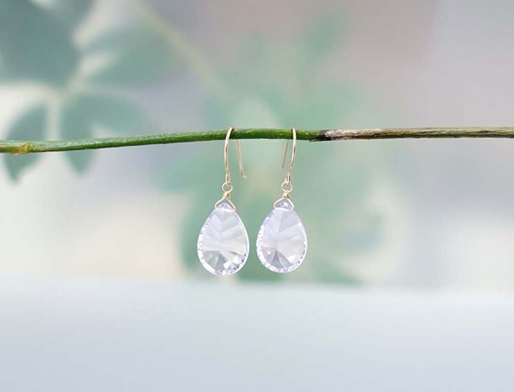 K18 ピンクアメジスト ファンシーカット ピアス or イヤリング 大粒 天然石 ほんのり優しい癒しの色