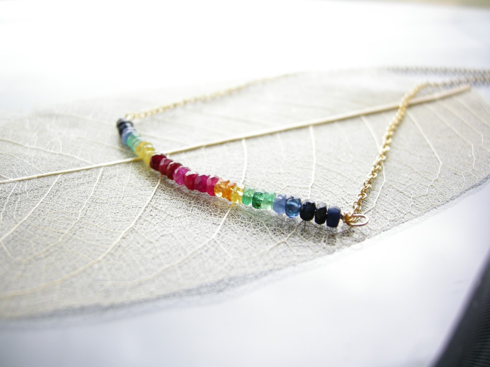 14kgf ミックスサファイア カラフル ネックレス 天然石