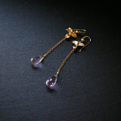 14公斤花*粉紅紫水晶鏈耳環或樹脂非孔耳環寶石 第4張的照片