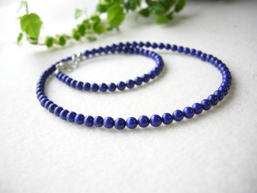SV925 高品質 ラピスラズリ 一連 ネックレス 天然石