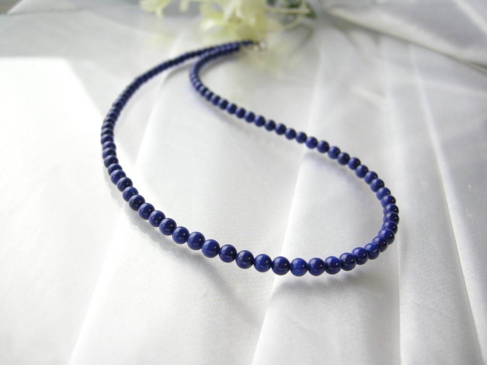 SV925 高品質 ラピスラズリ 一連 ネックレス 天然石