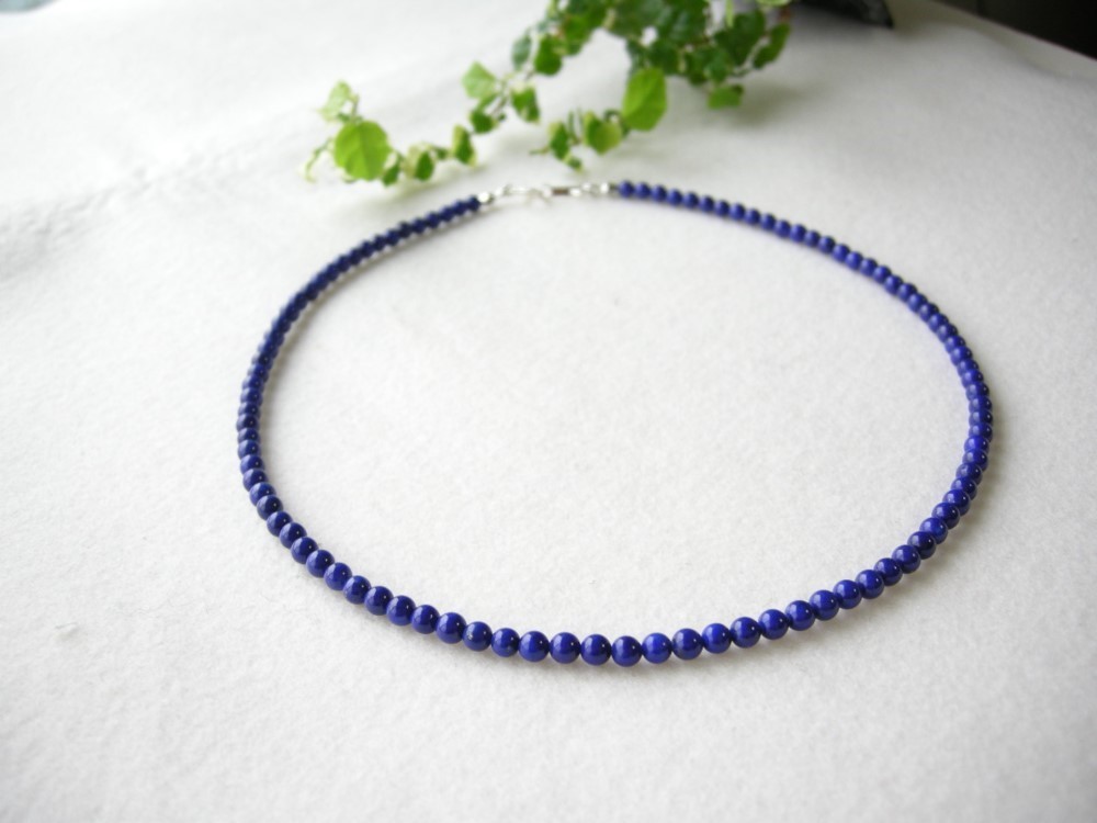 SV925 高品質 ラピスラズリ 一連 ネックレス 天然石