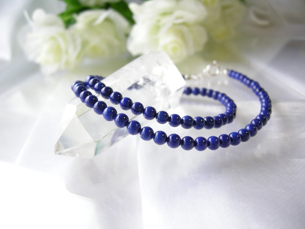 SV925 高品質 ラピスラズリ 一連 ネックレス 天然石