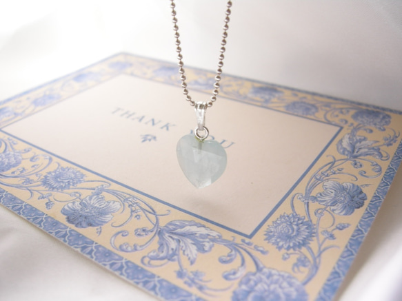 In translation *Aquamarine Heart Pendant Silver925 Natural stone 第2張的照片