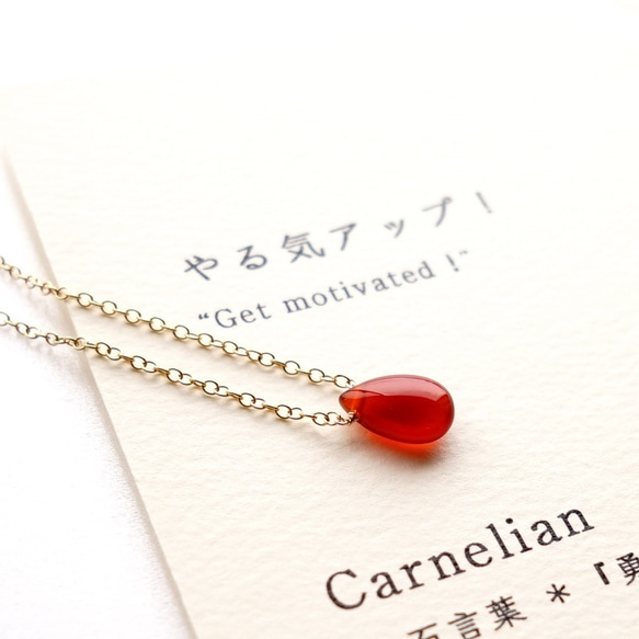 やる気アップ！ ~carnelian カード付き カーネリアン 14kgf 一粒ネックレス 4枚目の画像