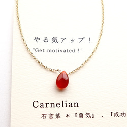 やる気アップ！ ~carnelian カード付き カーネリアン 14kgf 一粒ネックレス 6枚目の画像