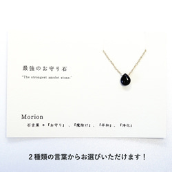 あなたのことを守ります ~Morion カード付き モリオン黒水晶 石言葉 14kgf 一粒ネックレス 3枚目の画像