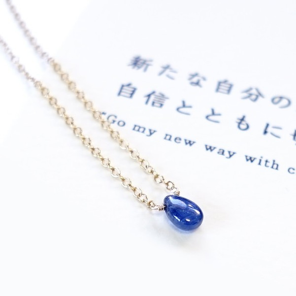 新たな自分の道を ~Kyanite カード付き カイヤナイト 石言葉 14kgf 一粒ネックレス 1枚目の画像