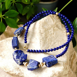 14kgf Lapis Lazuli五個寶石豪華項鍊 第3張的照片