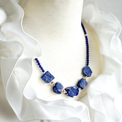 14kgf Lapis Lazuli五個寶石豪華項鍊 第7張的照片