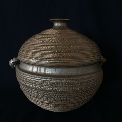 【SALE】いぶし金彩裂紋耳付き花器１ 3枚目の画像