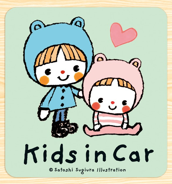 KIDS IN CAR マグネットステッカー(Lovelyクマちゃんズ） 1枚目の画像