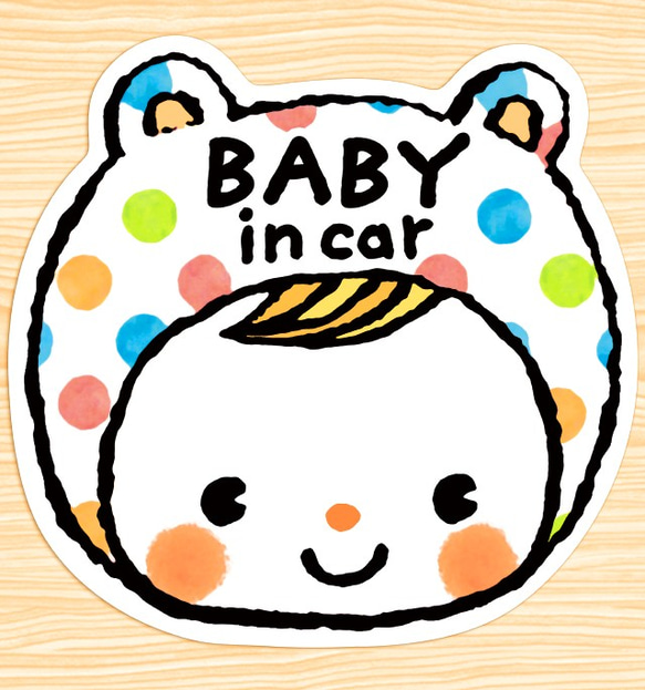 BABY IN CAR ベビーインカー　マグネットステッカー(ガムボールbabyちゃん） 1枚目の画像