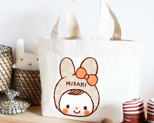『うさこ』yukiemonリボンコレクター:大きなスクエアトートetc ⚮̈ うさぎのトートバッグ。。。│好き勝手しほーだい！