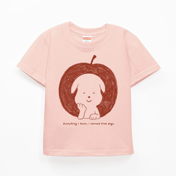 KIDS キッズ Tシャツ（りんごとワンちゃん/アプリコット） 1枚目の画像