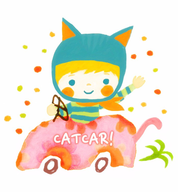 名前が入れられるキッズトートバッグ（CATCAR） 3枚目の画像