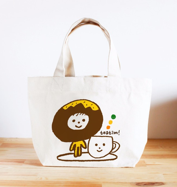 名前が入れられるキッズトートバッグ（3時のおやつくん