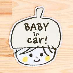 BABY IN CAR ベビーインカー マグネットステッカー(ミルク） 1枚目の画像