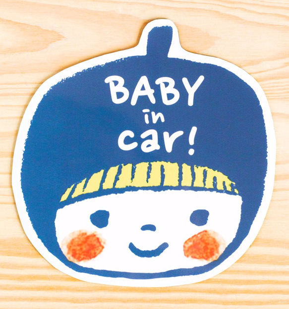 BABY IN CAR マグネットステッカー(ブルー） 1枚目の画像