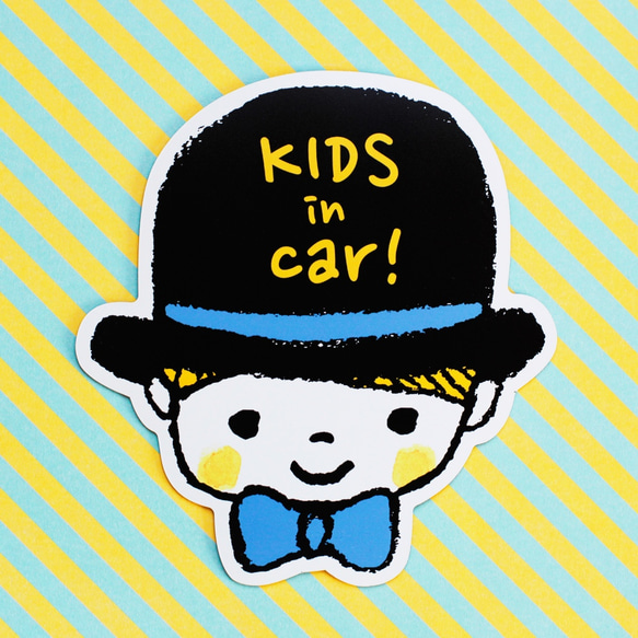 KIDS IN CAR マグネットステッカー(シルクハット） 1枚目の画像