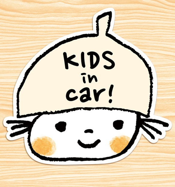 KIDS IN CAR キッズインカー マグネットステッカー(おちびちゃん） 1枚目の画像