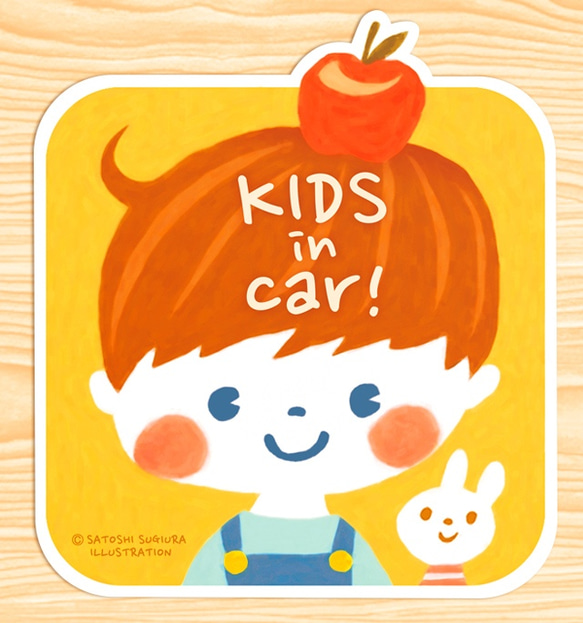 KIDS IN CAR キッズインカー マグネットステッカー(APPLEBOY） 1枚目の画像