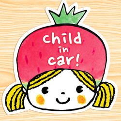 CHILD IN CAR マグネットステッカー(レトロなベリーちゃん） 1枚目の画像