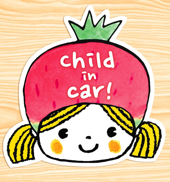 CHILD IN CAR マグネットステッカー(レトロなベリーちゃん） 1枚目の画像