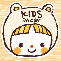 KIDS IN CAR マグネットステッカー(前髪ぱっつんベアーちゃん） 1枚目の画像